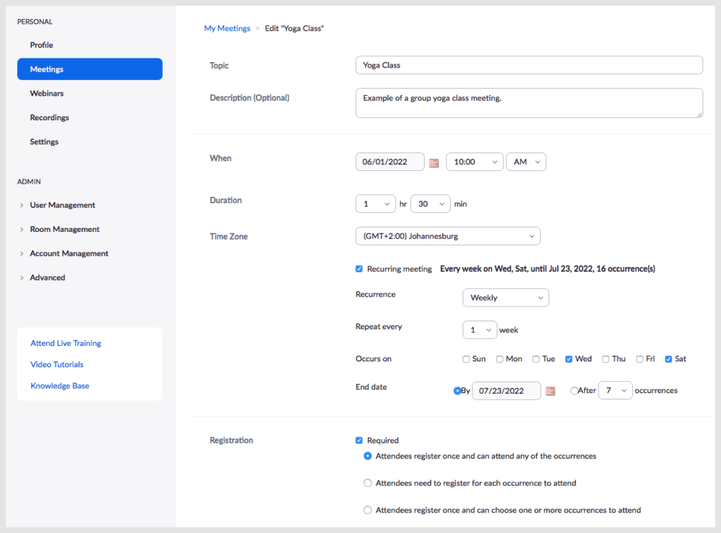 Virtual Event: Yoga Classes 1 yoga zoom settings