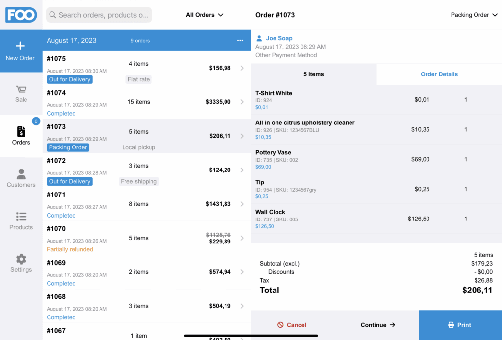 Orders 2 Foosales Order Details Screen