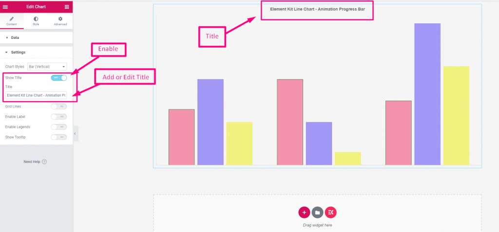 Projektowanie standardowych wykresów jest łatwe dzięki zaawansowanemu widżetowi wykresów ElementsKit.