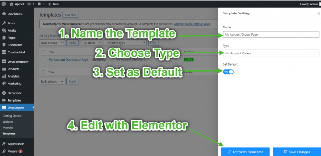 Create My Account Order Page with ShopEngine