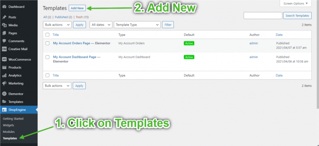 Create My Account Order Details Page