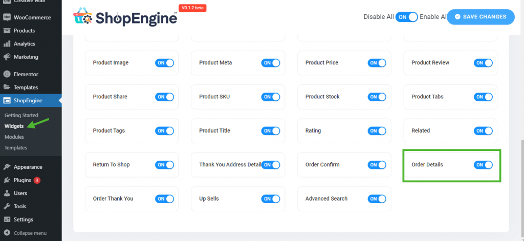 Create My Account Order Details Page