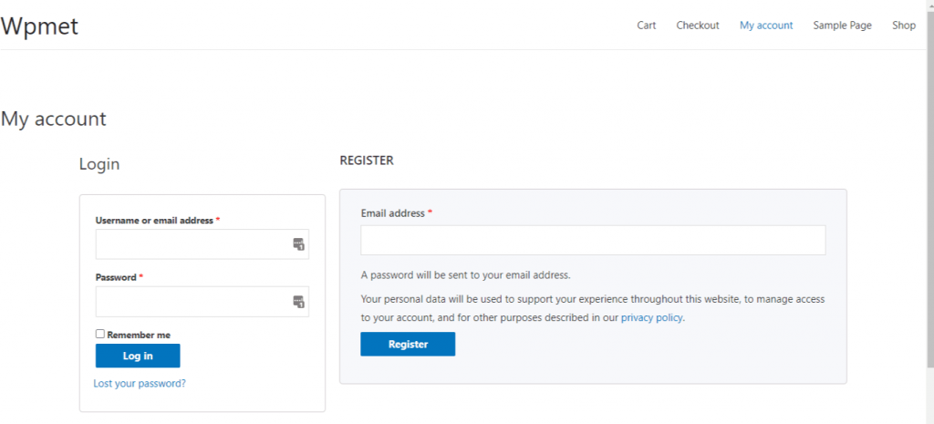 Create My Account Login/Register Page with ShopEngine