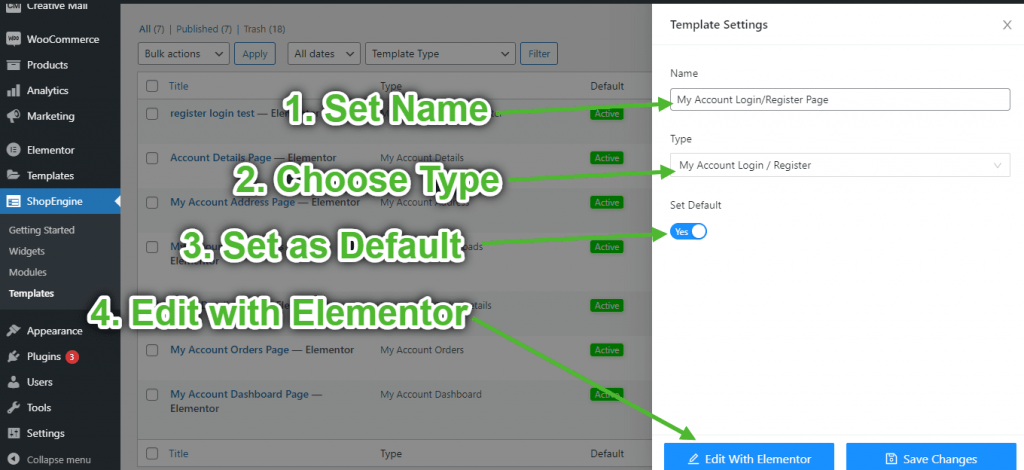 Create My Account Login/Register Page with ShopEngine