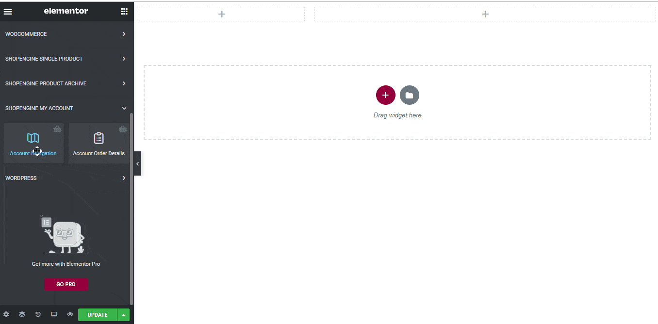 Create My Account Order Details Page