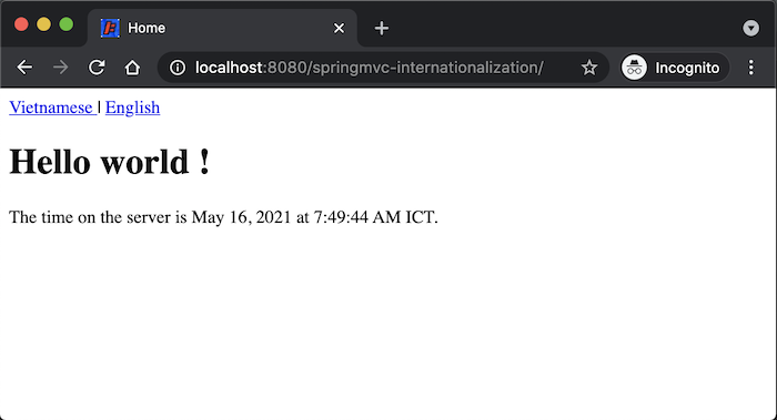 Internationalization in Spring MVC