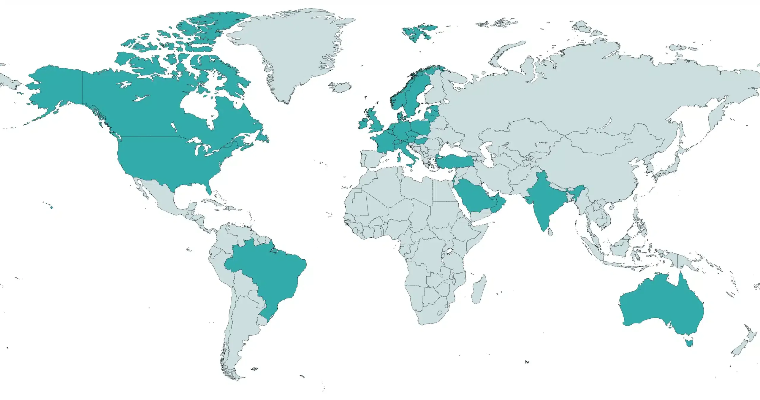 World map coloured in with partners from Hypergate