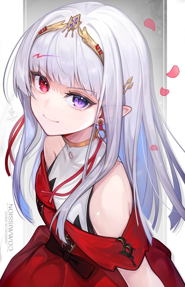 白发,簪子,异色瞳图片