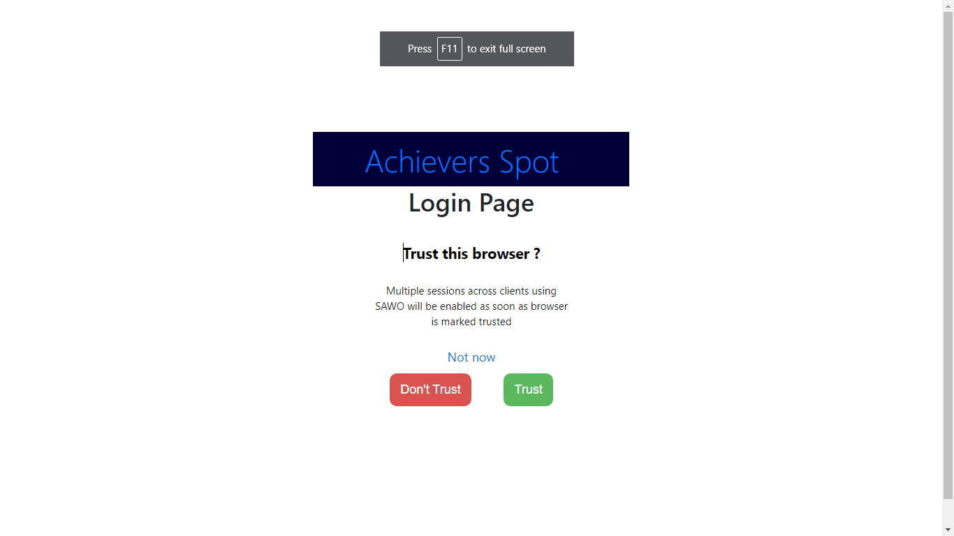 Website Presentatio in chrome browser