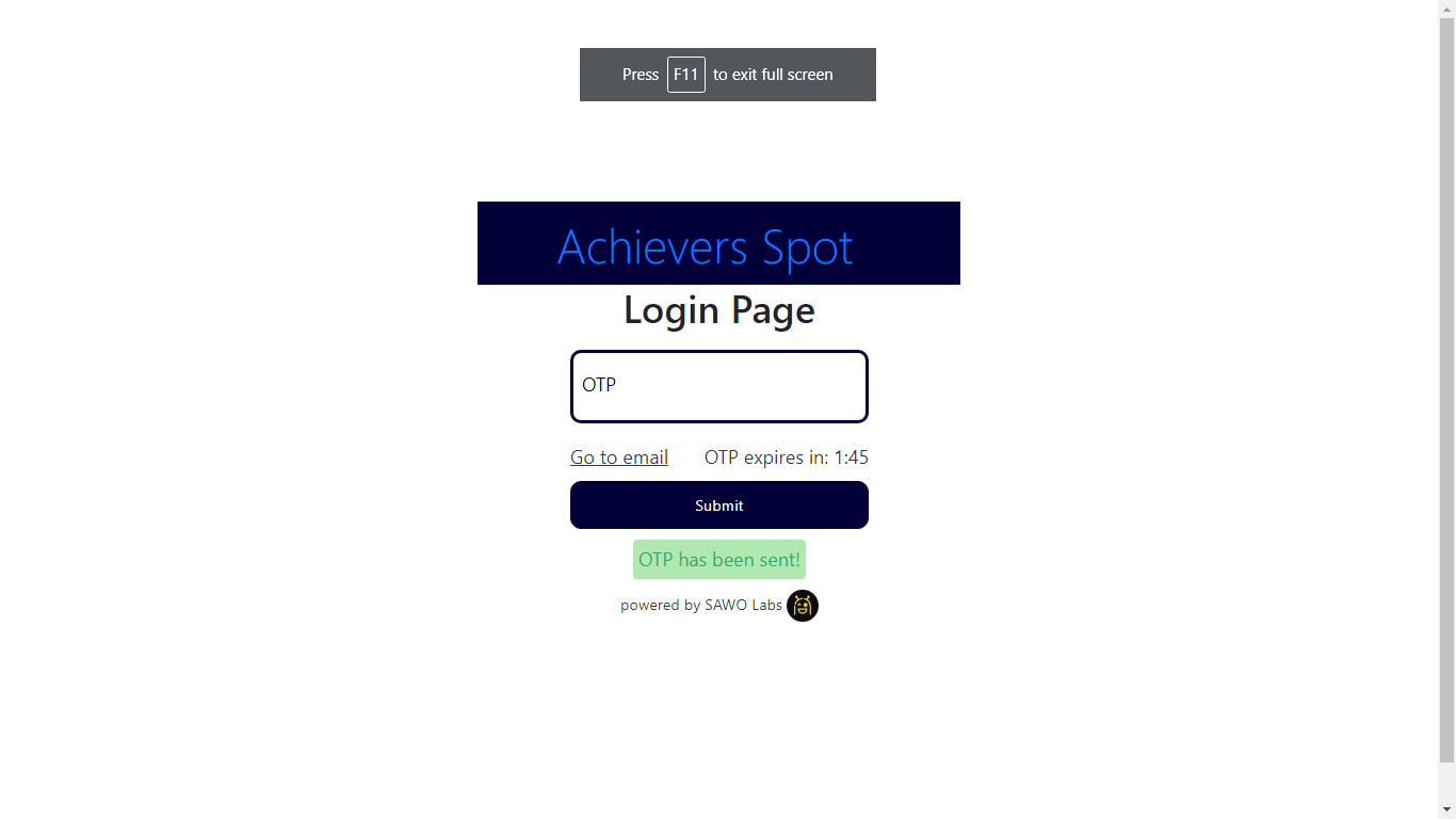 Website Presentatio in chrome browser