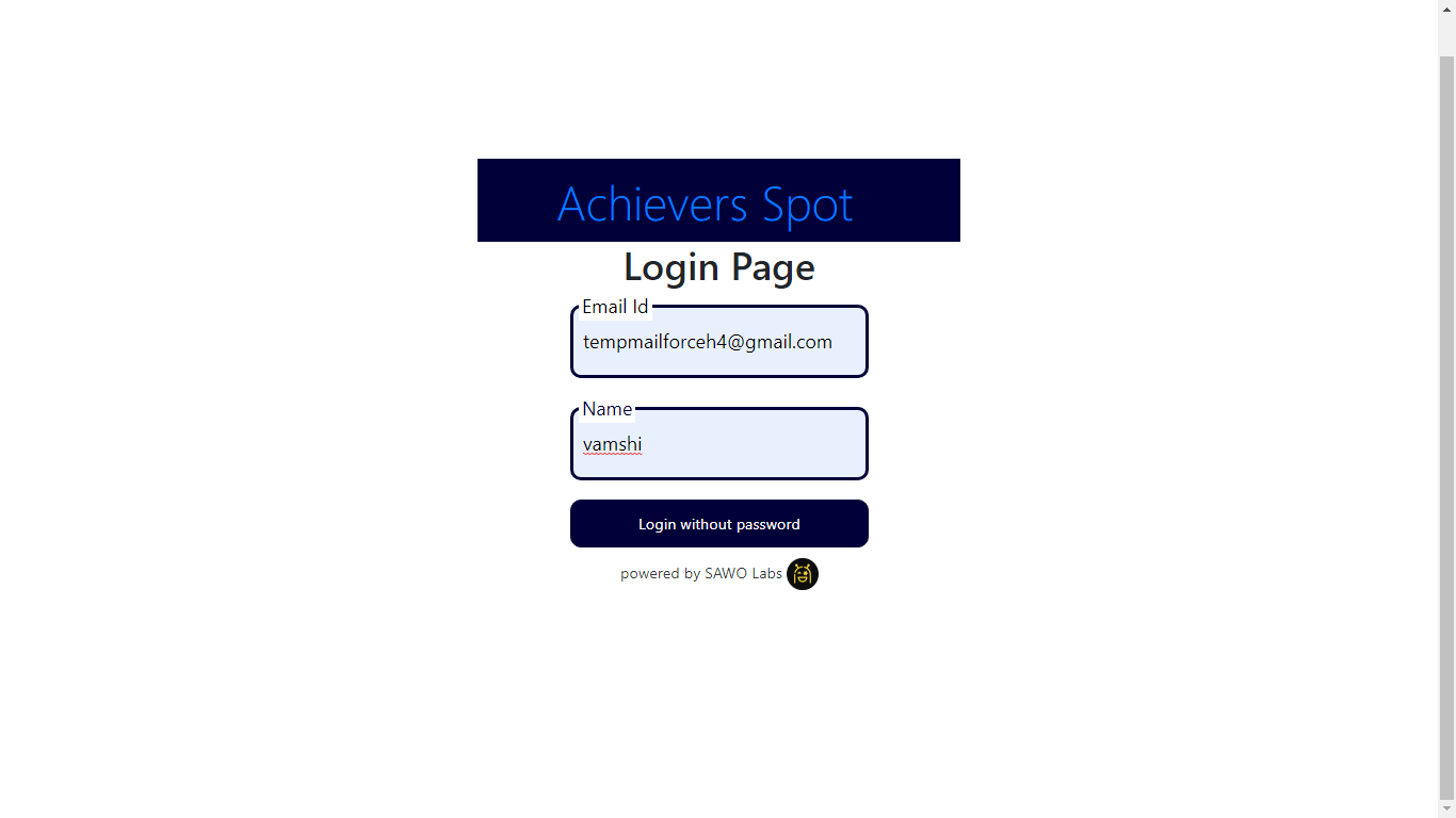 Website Presentatio in chrome browser