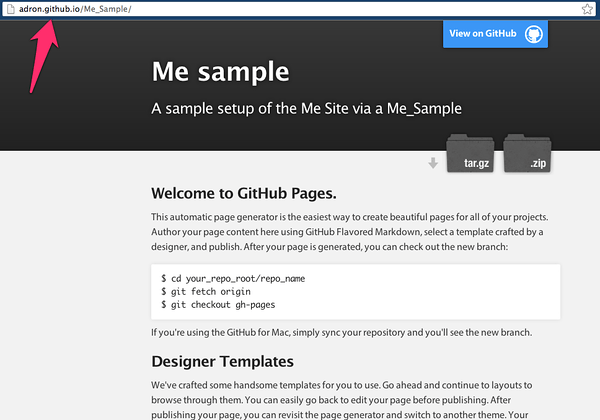 Github Pages default page with a default theme.