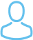 An icon depicts a simplified, blue outline of a human torso and head on a white background, suggesting a user profile or person symbol commonly used for representing accounts or identification.