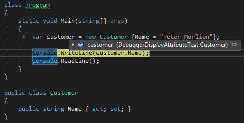 Debugging before use of the debugger display attribute.