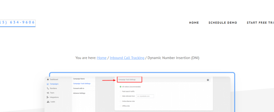 Dynamic Number Insertion using Callroot’s WordPress plugin