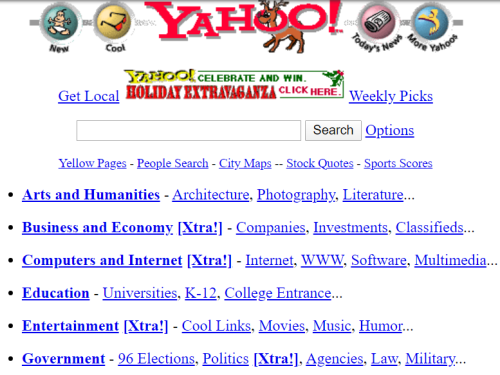 The Yahoo Website in 1996
