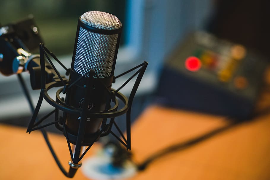A microphone connected to a stand