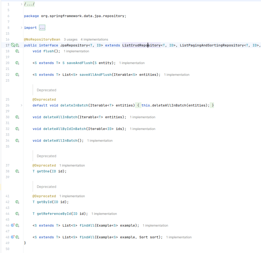 Spring JpaRepository interface methods
