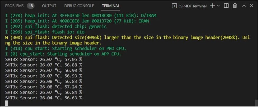 ESP32 SHT31 Sensor Module ESP-IDF Project Display Readings on Console