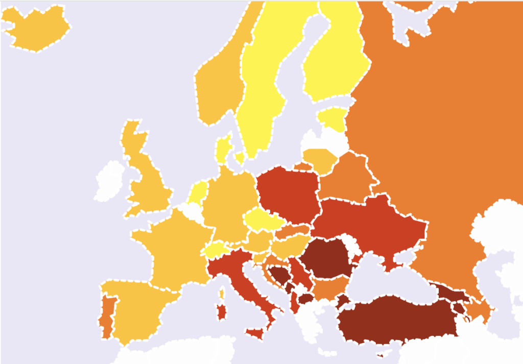 Percentage of people that say religion is very or quite important in their lives