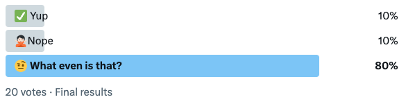 20 votes / 10% Yep / 10% Nope / 80% What even is that?