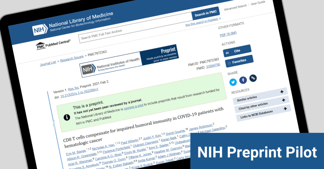 Next Phase of the NIH Preprint Pilot Launching Soon