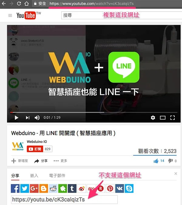 複製 Youtube 網址