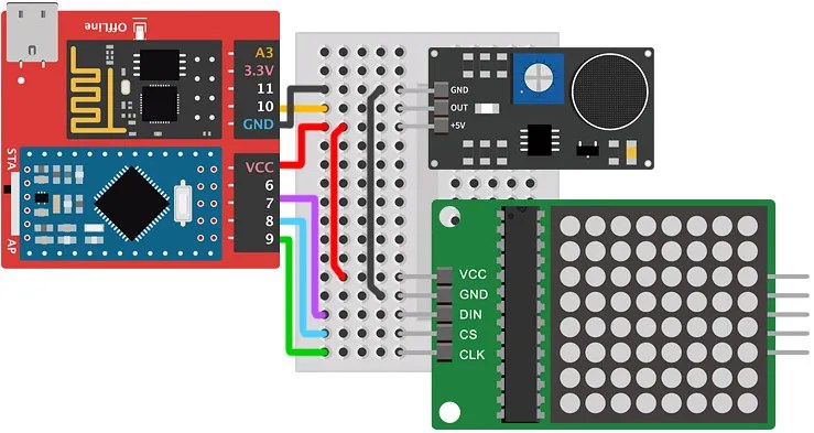 馬克一號接線聲音感測器、點矩陣