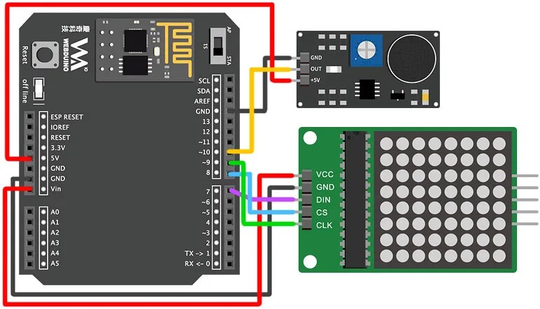 Fly 接線聲音感測器、點矩陣