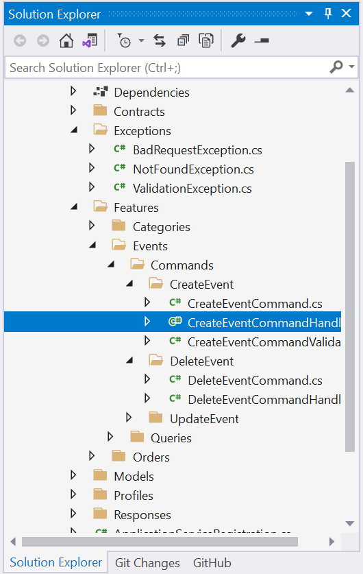 Exceptions folder in the project - Adding validation using Fluent Validation