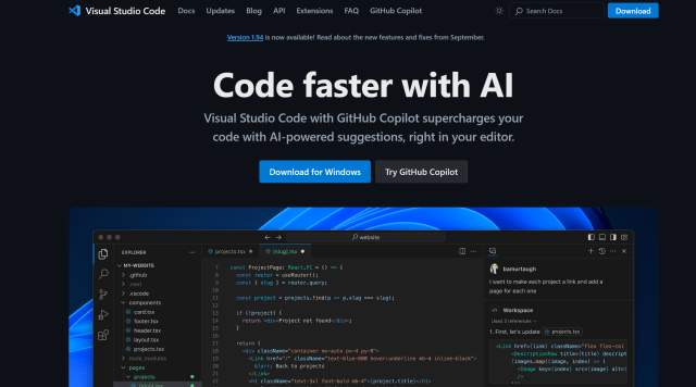 Visual Studio Code main website - Introduction to Node.js