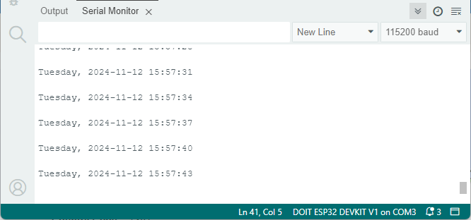 ESP32 with RTC module, setting and getting the time