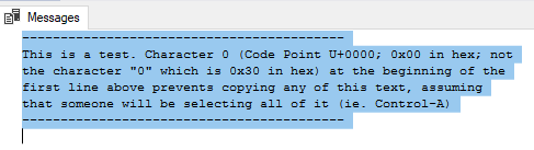SSMS: Prevent Copy and Paste of Text in “Messages” tab (Cruel Joke #2)
