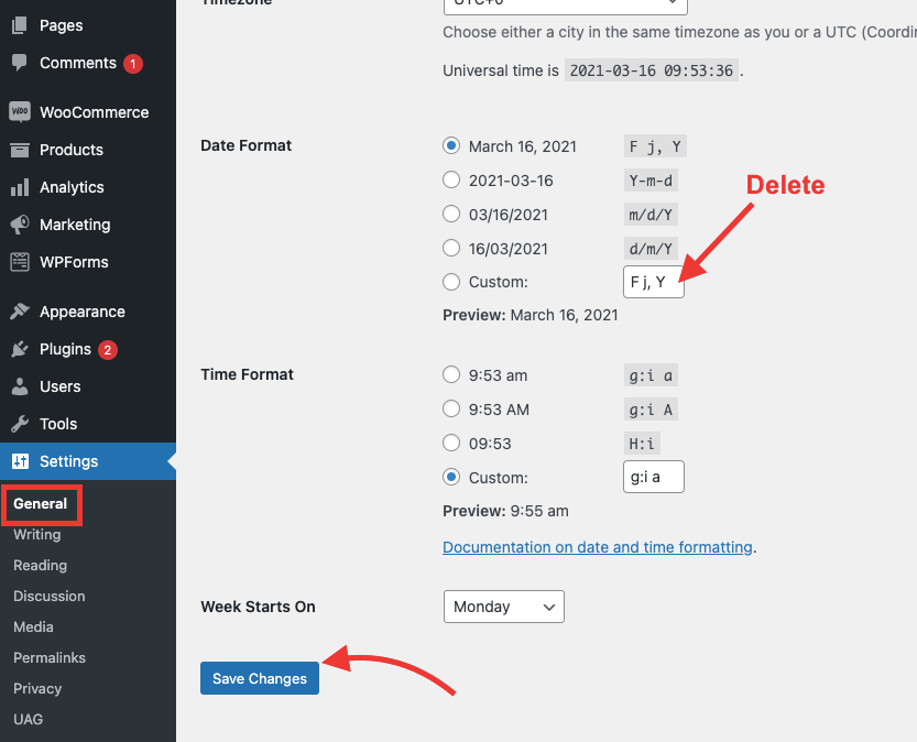 4 Ways to Remove Date from WordPress Posts 2 by WordPress settings