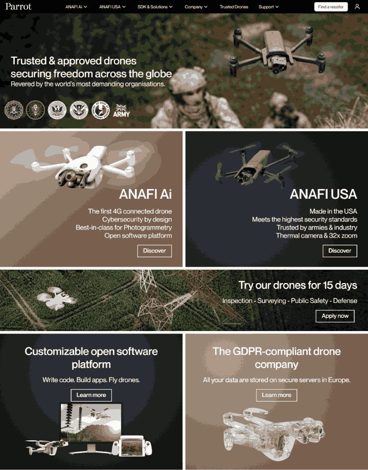 8 Best Drone Website Examples You Have To Check Right Now 4 Parrot