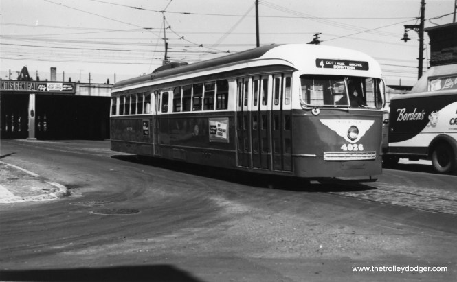 CTA 4026 is eastbound at 115th and Cottage Grove on June 6, 1952. (Thomas H. Desnoyers Photo)
