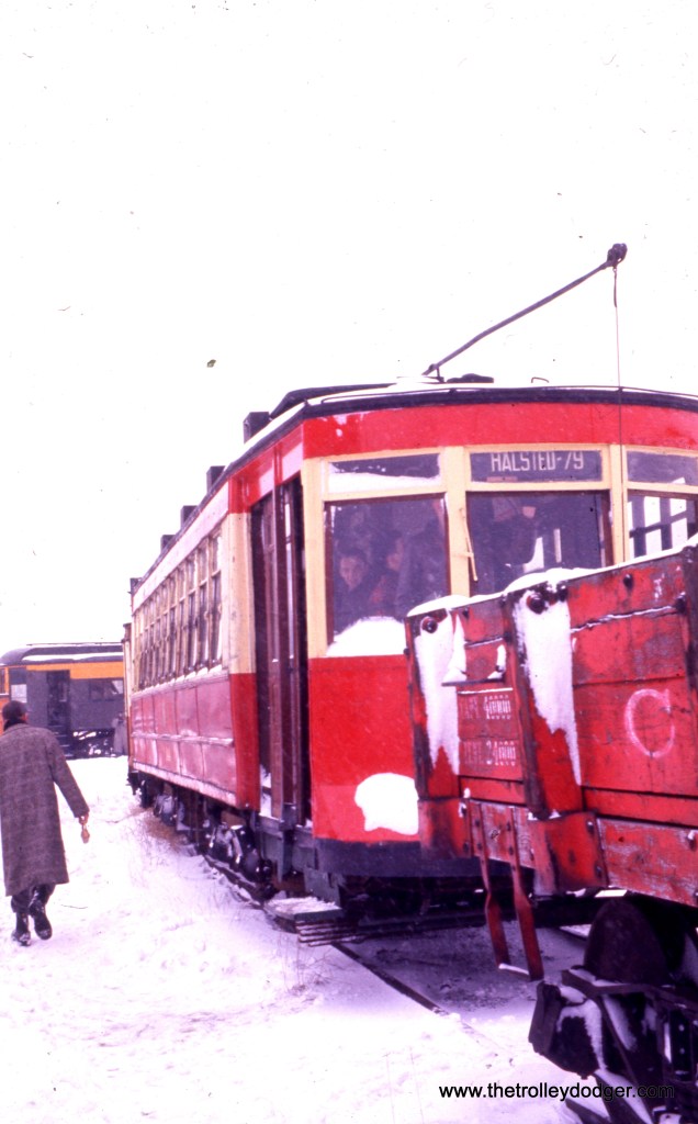 A snowy view of the 144 in February 1960, less than two years after this car last ran on the streets of Chicago (in a May 1958 fantrip).