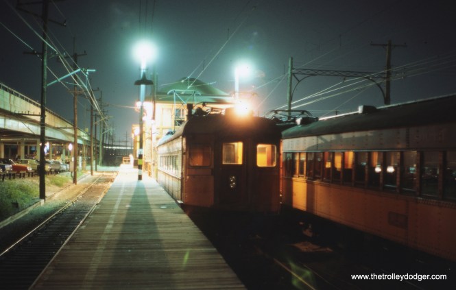 A South Shore Line train at the old Gary station in August 1970.