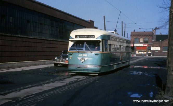 CTA Pullman PCC 4169 at the south end of Route 36 - Broadway-State, near 119th and Morgan, probably in the early 1950s. (Eugene Van Dusen Photo)