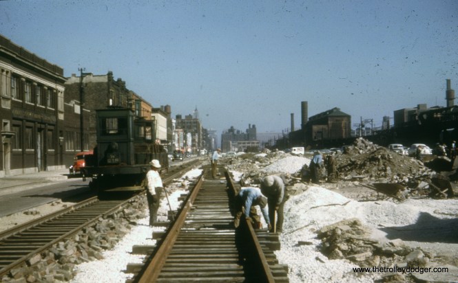 Construction of the Van Buren temporary trackage in 1951-52.
