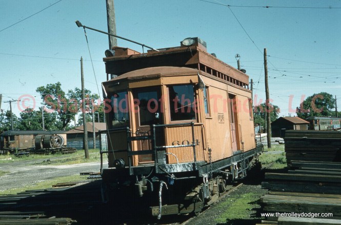 North Shore Line line car 604, photo by Gordon E. Lloyd at Highwood on June 13, 1959. Another original slide.