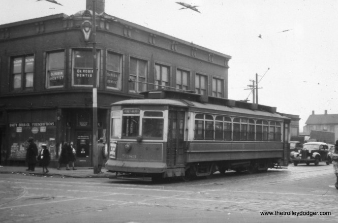 CSL 5083. M.E.: "The sign on the car appears to read Pitney-Archer. I went to Google maps, entered Pitney St. Chicago, and up came a map showing that Pitney starts at Archer and heads southeast from there. (All of this is about a block east of Ashland.) So maybe there was a carbarn at Pitney and Archer, or a stub on Pitney."