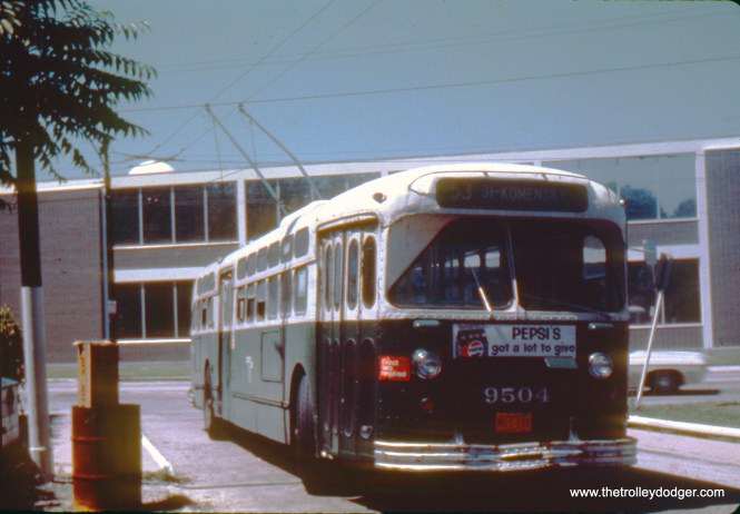 CTA trolley bus 9504 on Route 53 - Pulaski in 1970. Mike Charnota Photo)