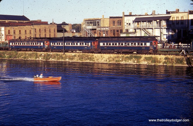 A three-car CA&E train at the Aurora terminal.