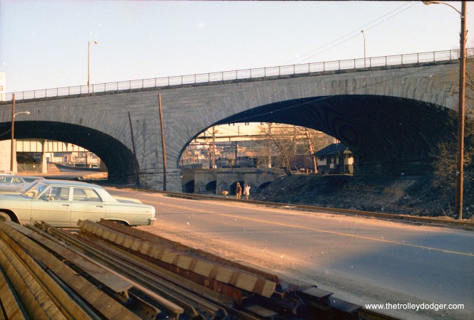 View of new rail pile at Baltimore Streetcar Museum looking towards Penn Central