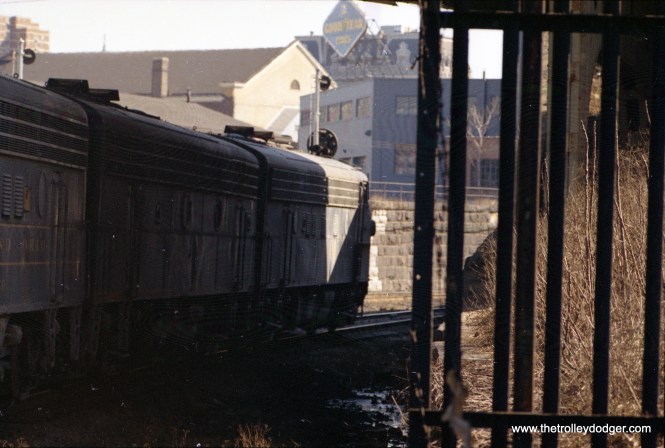 B&O train heading into Howard Street tunnel at Mt. Royal Station