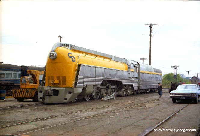 C&O streamlined 490 "Chessie" engine just after arrival at B&O Museum, 1968.