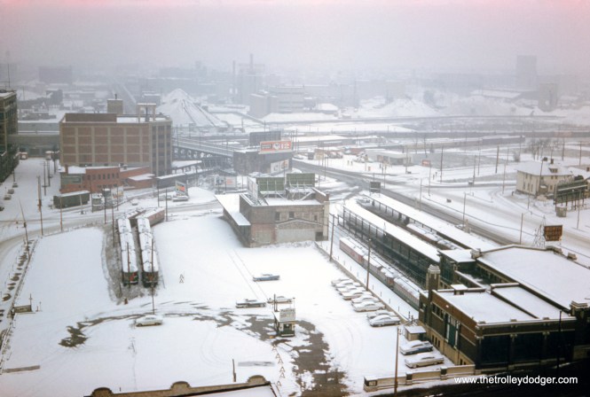 This picture, taken on January 2, 1961, gives an excellent overview of the North Shore Line's Milwaukee Terminal. The view looks south.