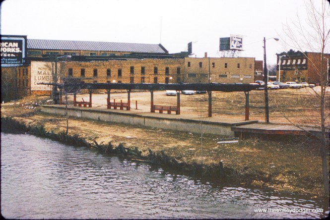 Here is how the abandoned Chicago Aurora and Elgin Terminal looked like in Aurora in March 1974, fifteen years after the interurban was abandoned. It has since been removed.