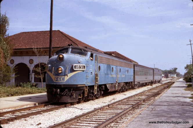 FEC Florida East Coast EMD E8A Diesel #1031 Location: Daytona Beach, Florida Date: April 8, 1968 Photographer: Raymond J. Muller